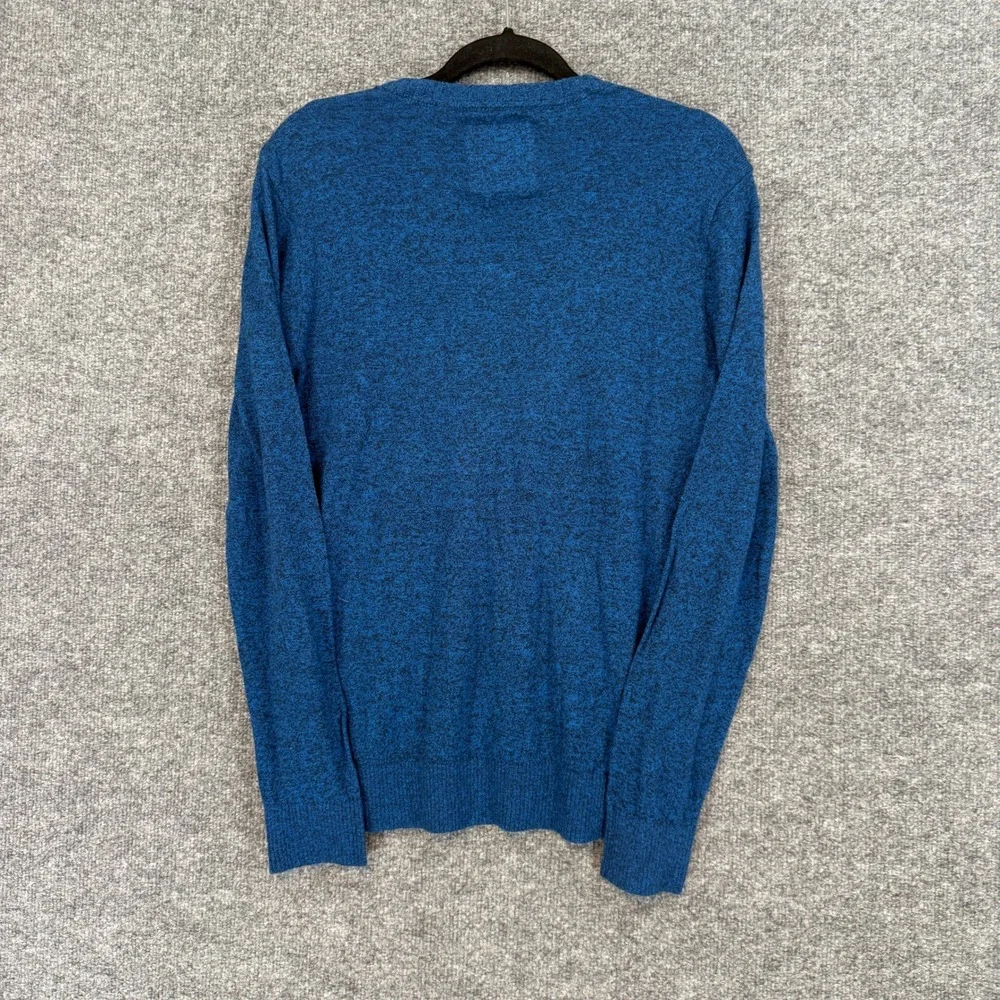 Hollister Sweater Mens Small Blue‎ Marl Embroidered Logo Pullover Casual Y2K